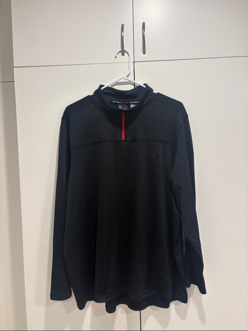 Spyder Black Long Sleeve Pullover with Red Zip Trim